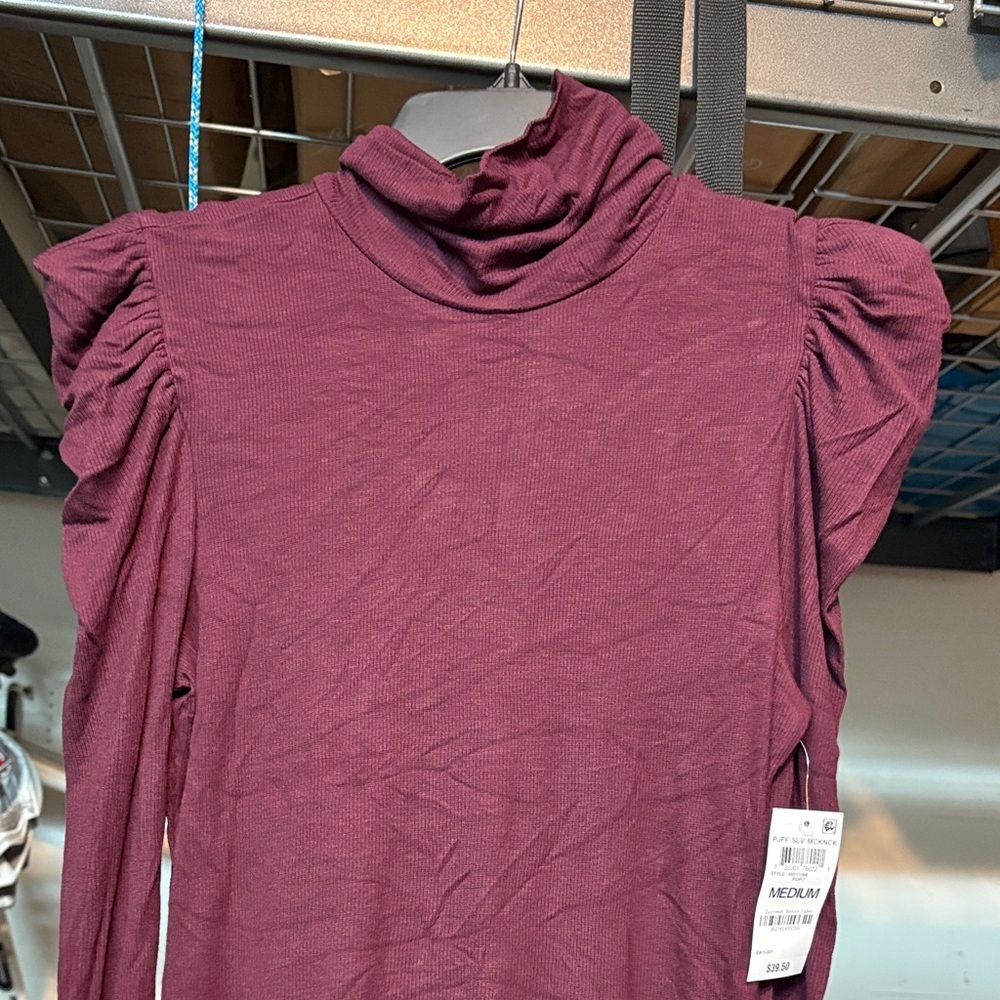 INC International Concepts Purple Ruched Sleeve Top